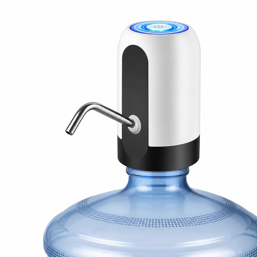 Bomba dispensadora de agua eléctrica portátil PataGoHome sobre bidón de 20 litros