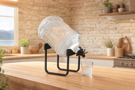 Soporte dispensador para bidon PataGoHome con vista a montanas